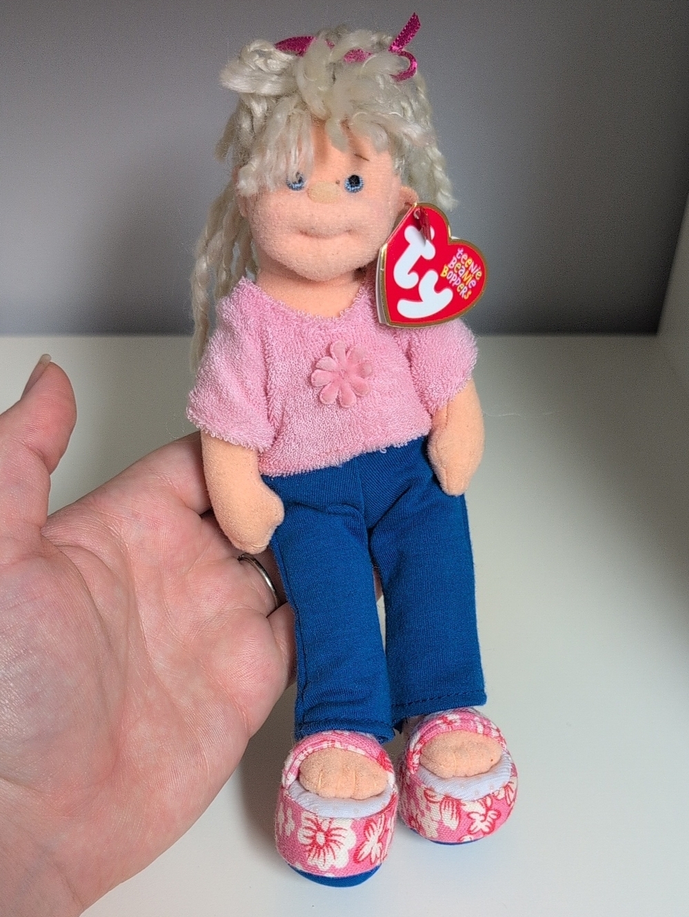 💜2/$20💜 Ty Teenie Beanie Boppers Sweet Sally NWT 9" Kids Doll Yarn Hair Blonde